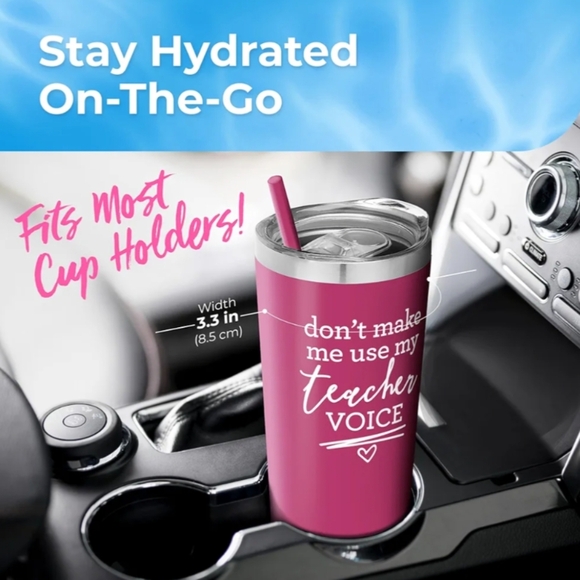 SassyCups Stainless Steel Don't Make Me Use My Teacher Voice Tumbler Pink 22 oz - Picture 7 of 8